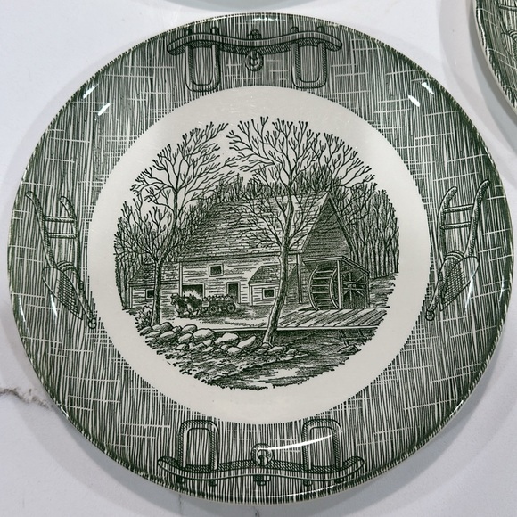 Vintage Green Transferware Rare set of three - Picture 2 of 3